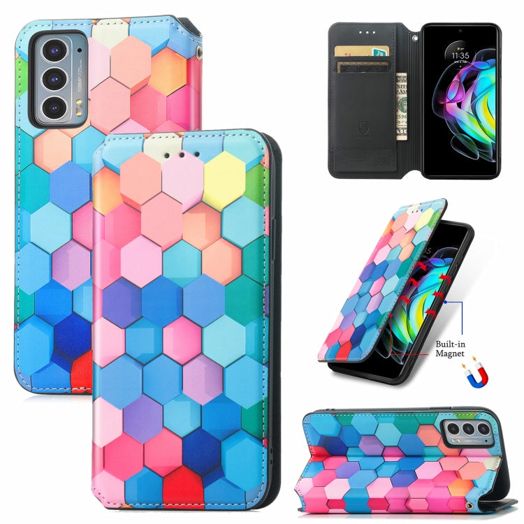 For Motorola Edge 20 Colorful Magnetic Horizontal Flip PU Leather Case with Holder & Card Slot & Wallet