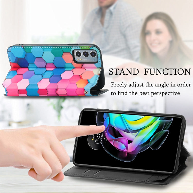 For Motorola Edge 20 Colorful Magnetic Horizontal Flip PU Leather Case with Holder & Card Slot & Wallet
