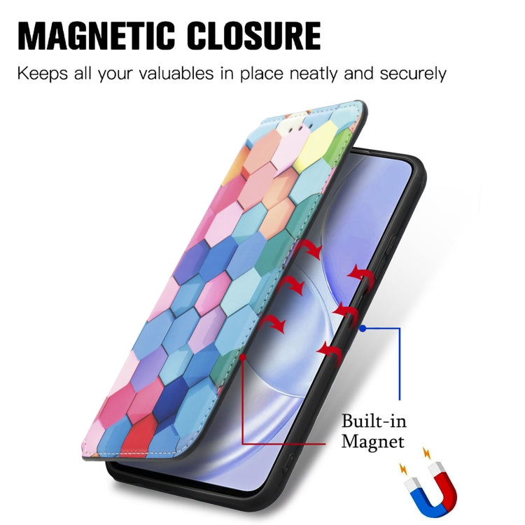 For Huawei nova 8 SE Youth Colorful Magnetic Horizontal Flip PU Leather Case with Holder & Card Slot & Wallet
