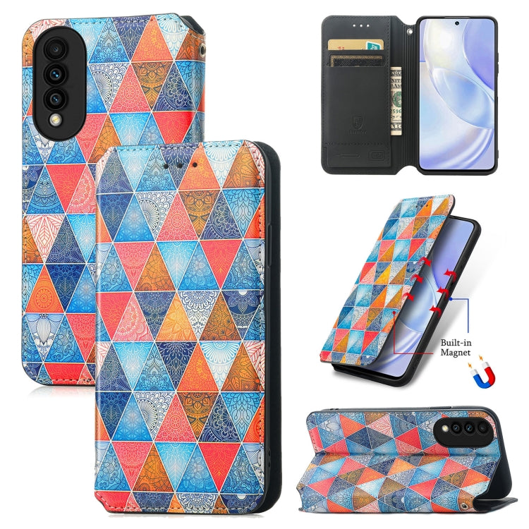 For Huawei nova 8 SE Youth Colorful Magnetic Horizontal Flip PU Leather Case with Holder & Card Slot & Wallet