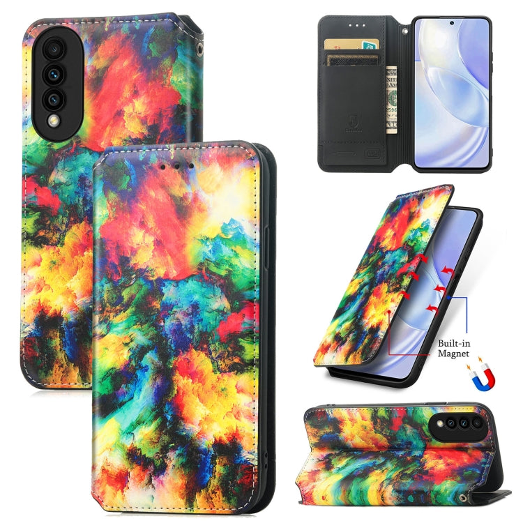 For Huawei nova 8 SE Youth Colorful Magnetic Horizontal Flip PU Leather Case with Holder & Card Slot & Wallet