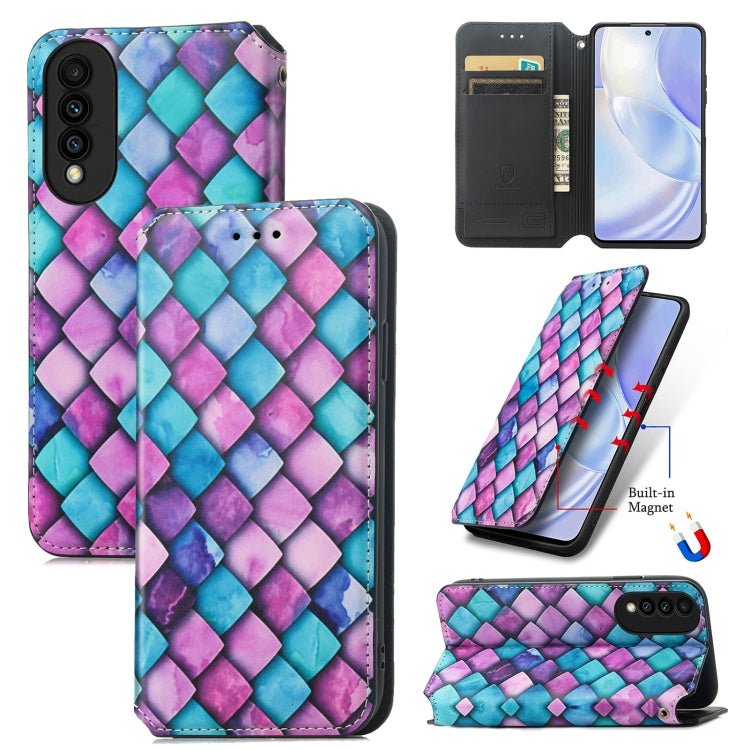 For Huawei nova 8 SE Youth Colorful Magnetic Horizontal Flip PU Leather Case with Holder & Card Slot & Wallet