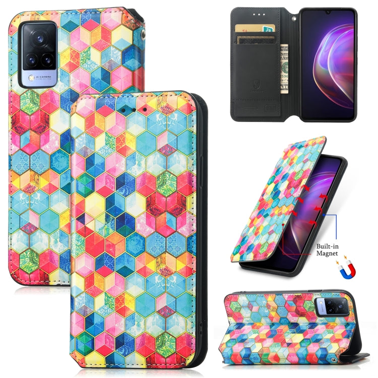 For vivo V21 Colorful Magnetic Horizontal Flip PU Leather Case with Holder & Card Slot & Wallet
