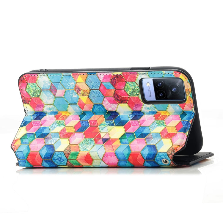 For vivo V21 Colorful Magnetic Horizontal Flip PU Leather Case with Holder & Card Slot & Wallet
