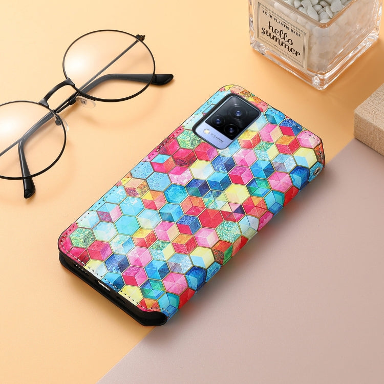 For vivo V21 Colorful Magnetic Horizontal Flip PU Leather Case with Holder & Card Slot & Wallet