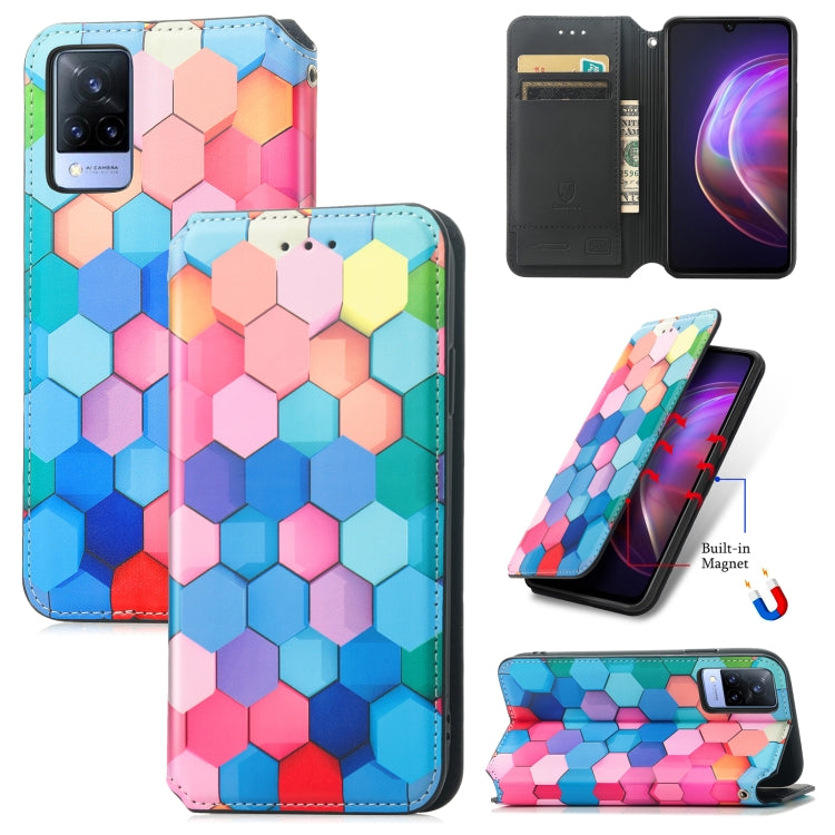 For vivo V21 Colorful Magnetic Horizontal Flip PU Leather Case with Holder & Card Slot & Wallet
