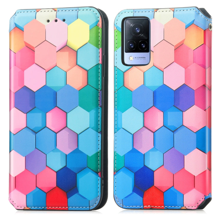 For vivo V21 Colorful Magnetic Horizontal Flip PU Leather Case with Holder & Card Slot & Wallet