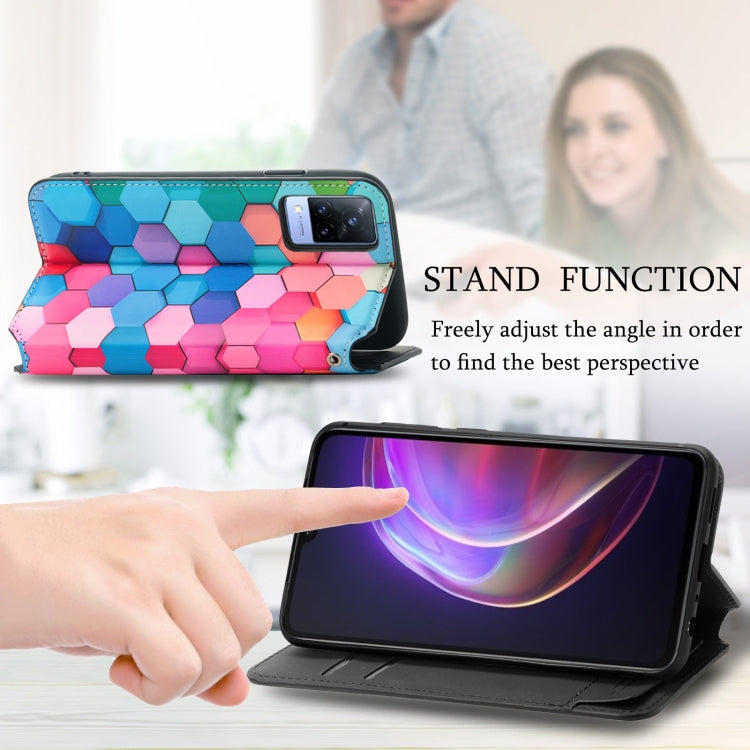 For vivo V21 Colorful Magnetic Horizontal Flip PU Leather Case with Holder & Card Slot & Wallet