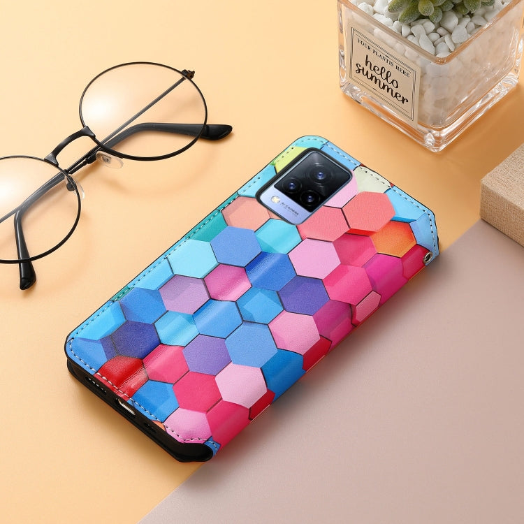 For vivo V21 Colorful Magnetic Horizontal Flip PU Leather Case with Holder & Card Slot & Wallet