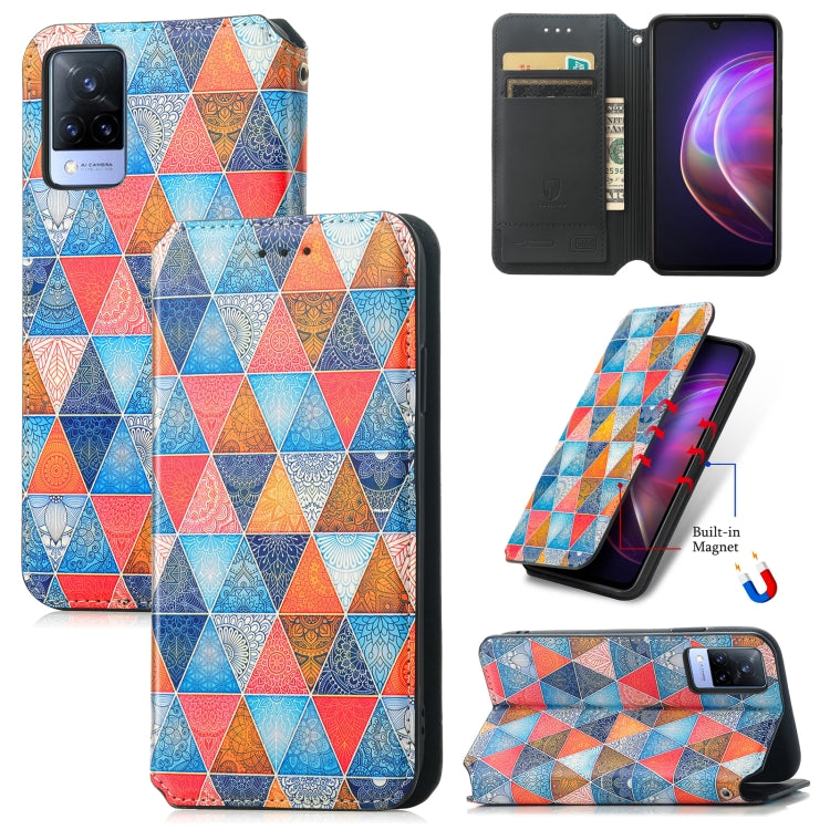 For vivo V21 Colorful Magnetic Horizontal Flip PU Leather Case with Holder & Card Slot & Wallet