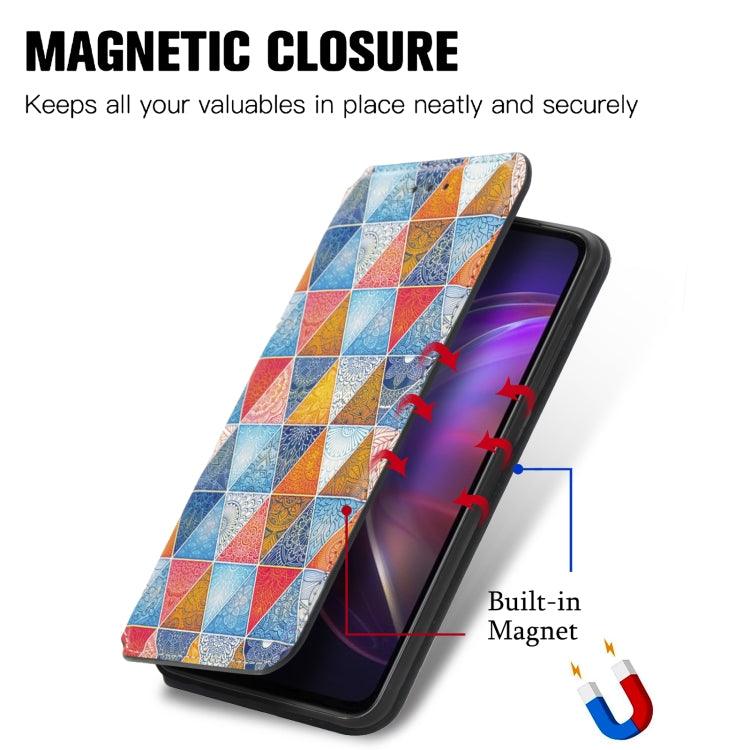 For vivo V21 Colorful Magnetic Horizontal Flip PU Leather Case with Holder & Card Slot & Wallet