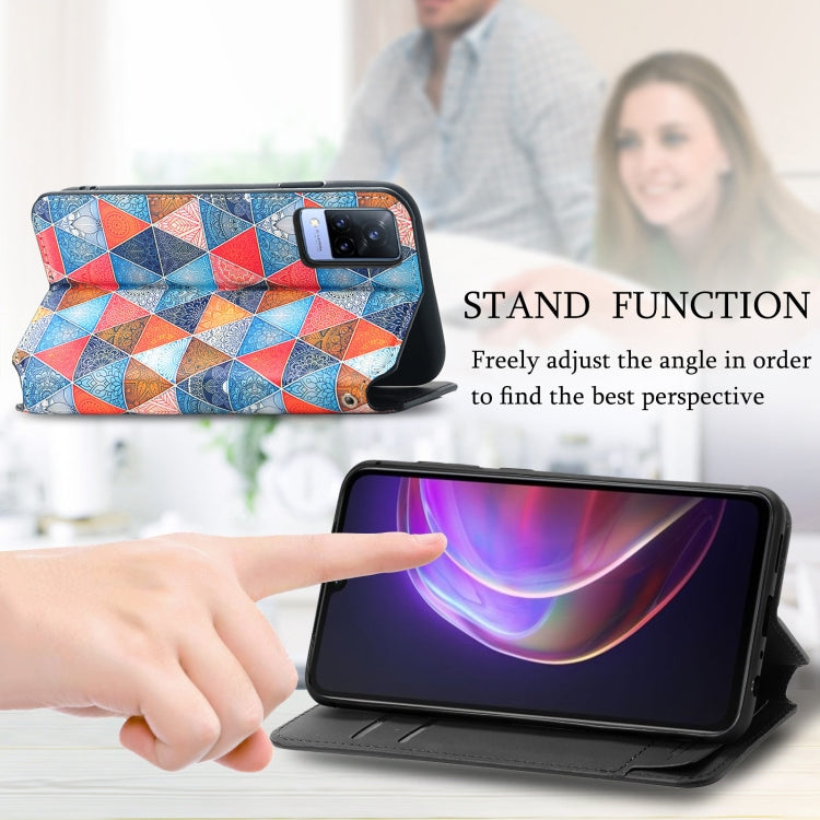 For vivo V21 Colorful Magnetic Horizontal Flip PU Leather Case with Holder & Card Slot & Wallet