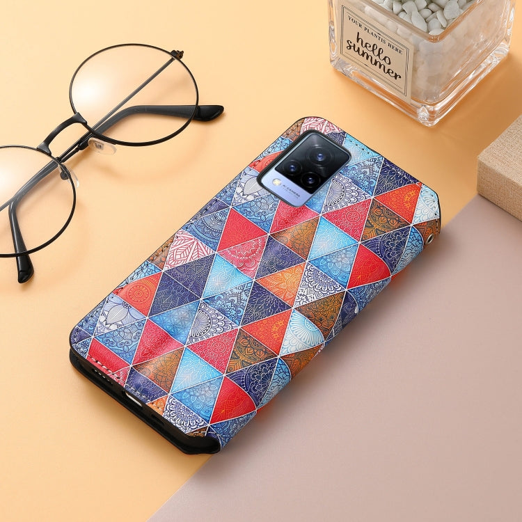 For vivo V21 Colorful Magnetic Horizontal Flip PU Leather Case with Holder & Card Slot & Wallet