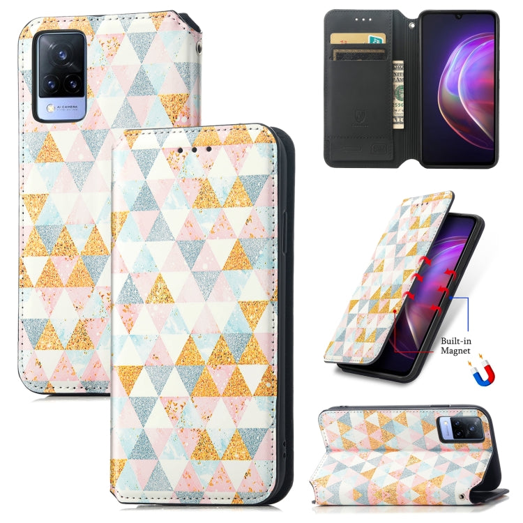 For vivo V21 Colorful Magnetic Horizontal Flip PU Leather Case with Holder & Card Slot & Wallet