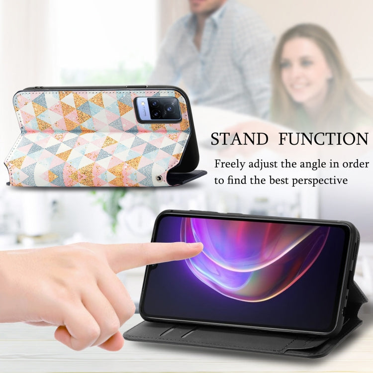 For vivo V21 Colorful Magnetic Horizontal Flip PU Leather Case with Holder & Card Slot & Wallet