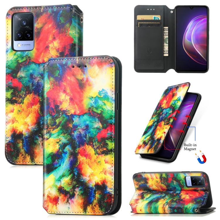 For vivo V21 Colorful Magnetic Horizontal Flip PU Leather Case with Holder & Card Slot & Wallet
