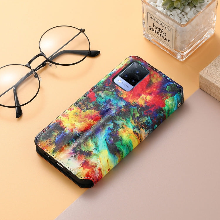 For vivo V21 Colorful Magnetic Horizontal Flip PU Leather Case with Holder & Card Slot & Wallet
