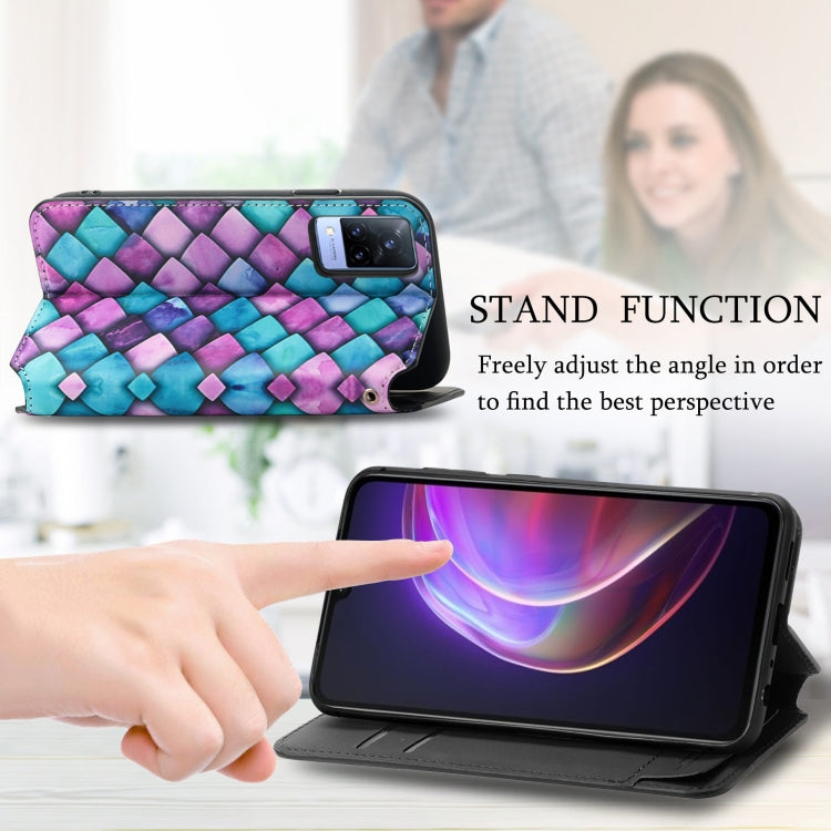 For vivo V21 Colorful Magnetic Horizontal Flip PU Leather Case with Holder & Card Slot & Wallet