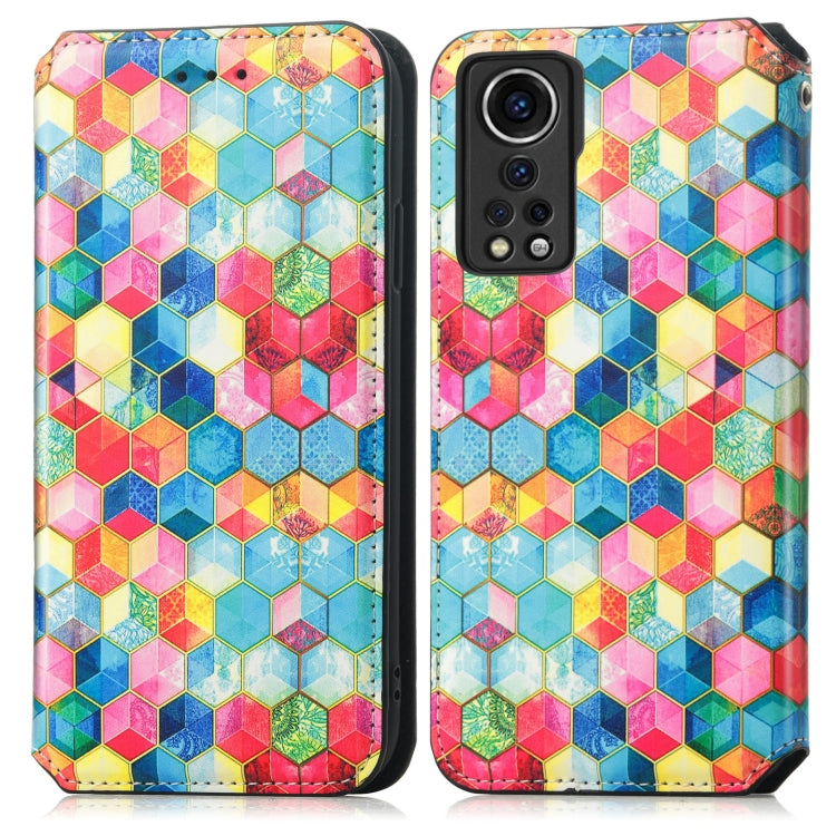 For ZTE Axon 30 5G Colorful Magnetic Horizontal Flip PU Leather Case with Holder & Card Slot & Wallet