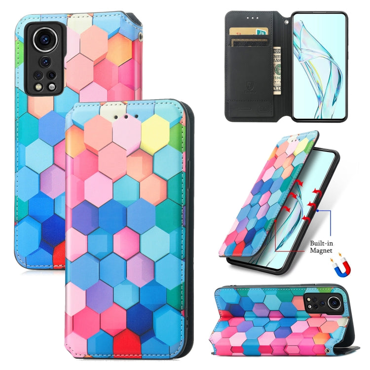 For ZTE Axon 30 5G Colorful Magnetic Horizontal Flip PU Leather Case with Holder & Card Slot & Wallet