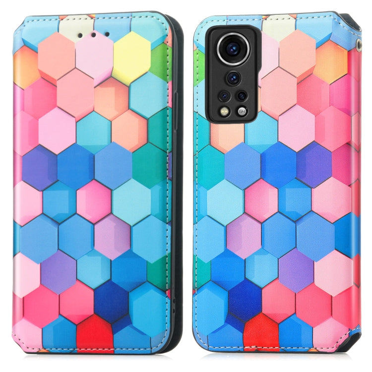 For ZTE Axon 30 5G Colorful Magnetic Horizontal Flip PU Leather Case with Holder & Card Slot & Wallet