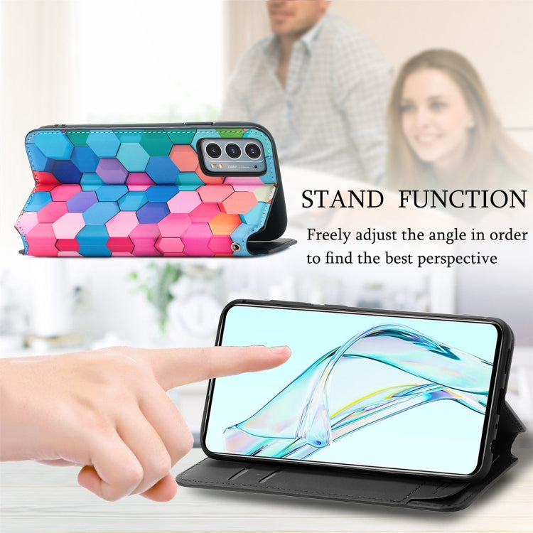 For ZTE Axon 30 5G Colorful Magnetic Horizontal Flip PU Leather Case with Holder & Card Slot & Wallet
