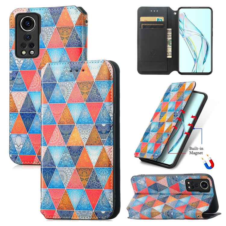 For ZTE Axon 30 5G Colorful Magnetic Horizontal Flip PU Leather Case with Holder & Card Slot & Wallet