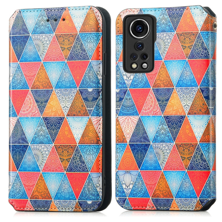 For ZTE Axon 30 5G Colorful Magnetic Horizontal Flip PU Leather Case with Holder & Card Slot & Wallet
