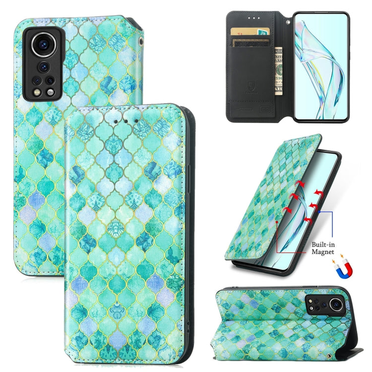 For ZTE Axon 30 5G Colorful Magnetic Horizontal Flip PU Leather Case with Holder & Card Slot & Wallet