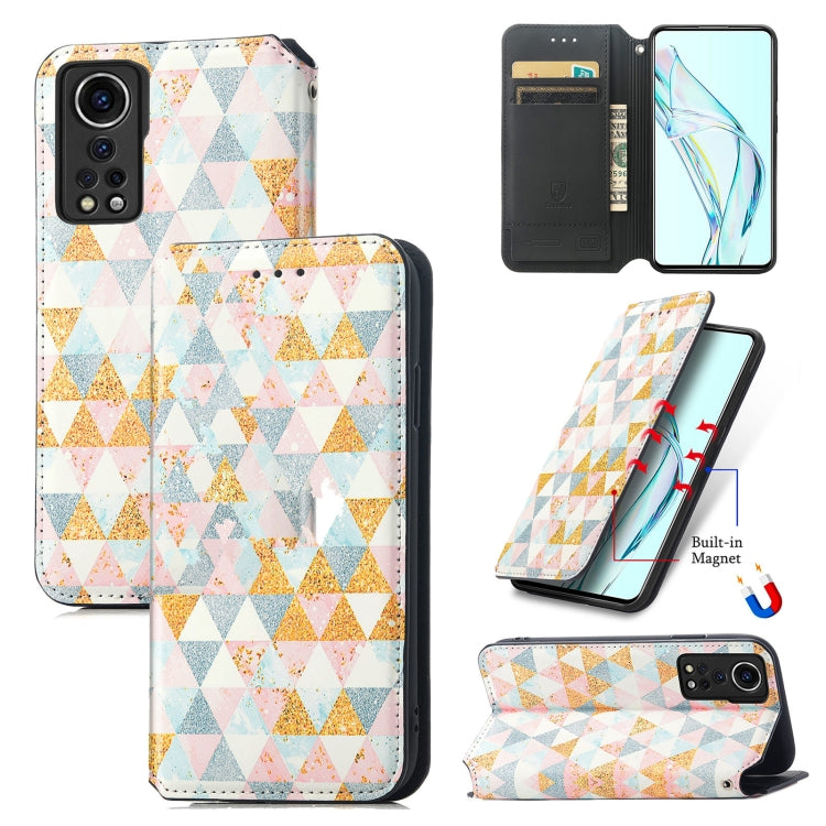 For ZTE Axon 30 5G Colorful Magnetic Horizontal Flip PU Leather Case with Holder & Card Slot & Wallet