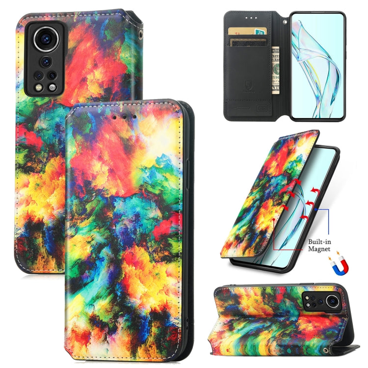 For ZTE Axon 30 5G Colorful Magnetic Horizontal Flip PU Leather Case with Holder & Card Slot & Wallet