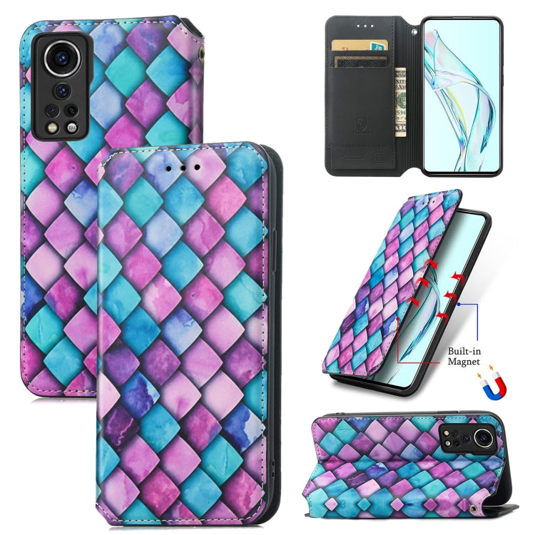 For ZTE Axon 30 5G Colorful Magnetic Horizontal Flip PU Leather Case with Holder & Card Slot & Wallet