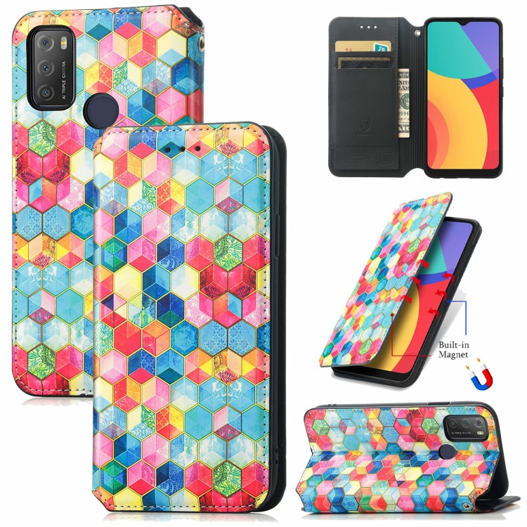 For Alcatel 1S (2021) Colorful Magnetic Horizontal Flip PU Leather Case with Holder & Card Slot & Wallet