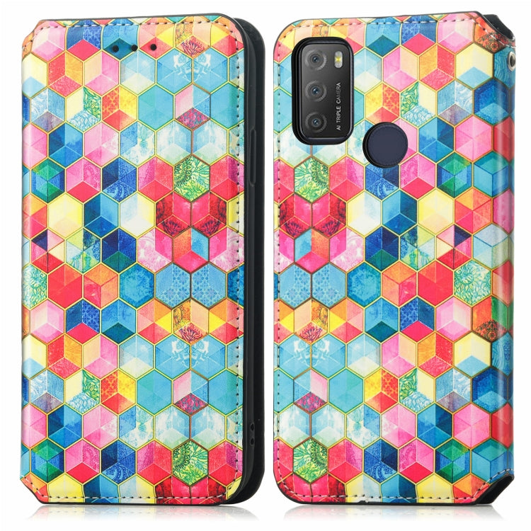 For Alcatel 1S (2021) Colorful Magnetic Horizontal Flip PU Leather Case with Holder & Card Slot & Wallet