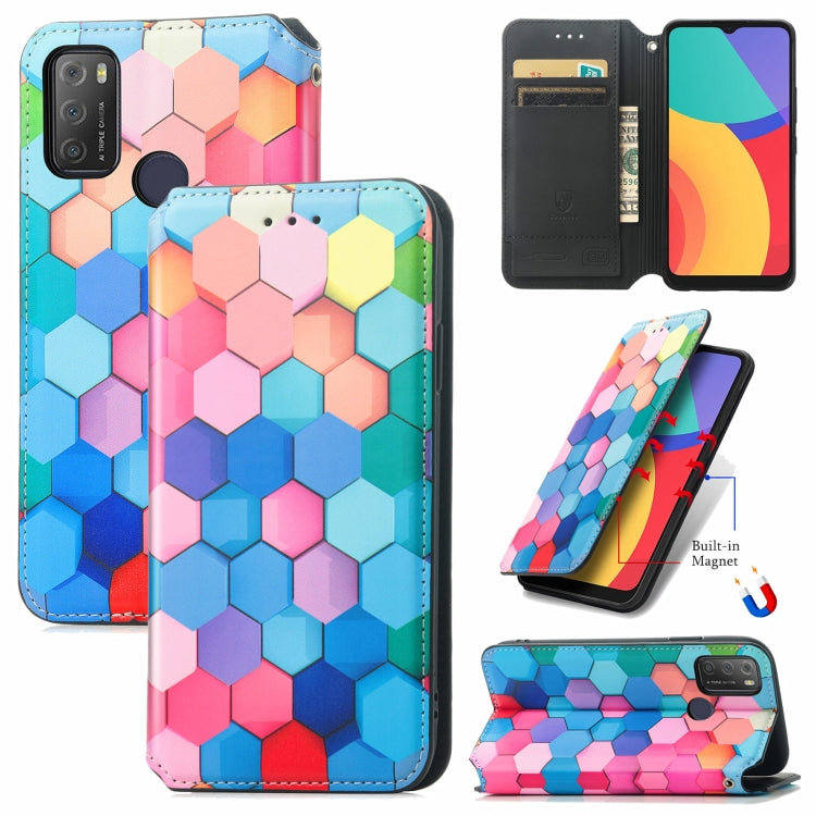 For Alcatel 1S (2021) Colorful Magnetic Horizontal Flip PU Leather Case with Holder & Card Slot & Wallet