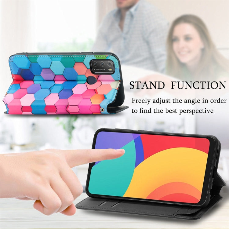 For Alcatel 1S (2021) Colorful Magnetic Horizontal Flip PU Leather Case with Holder & Card Slot & Wallet