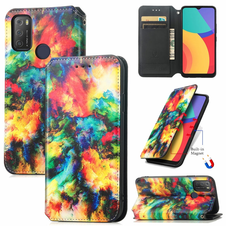 For Alcatel 1S (2021) Colorful Magnetic Horizontal Flip PU Leather Case with Holder & Card Slot & Wallet