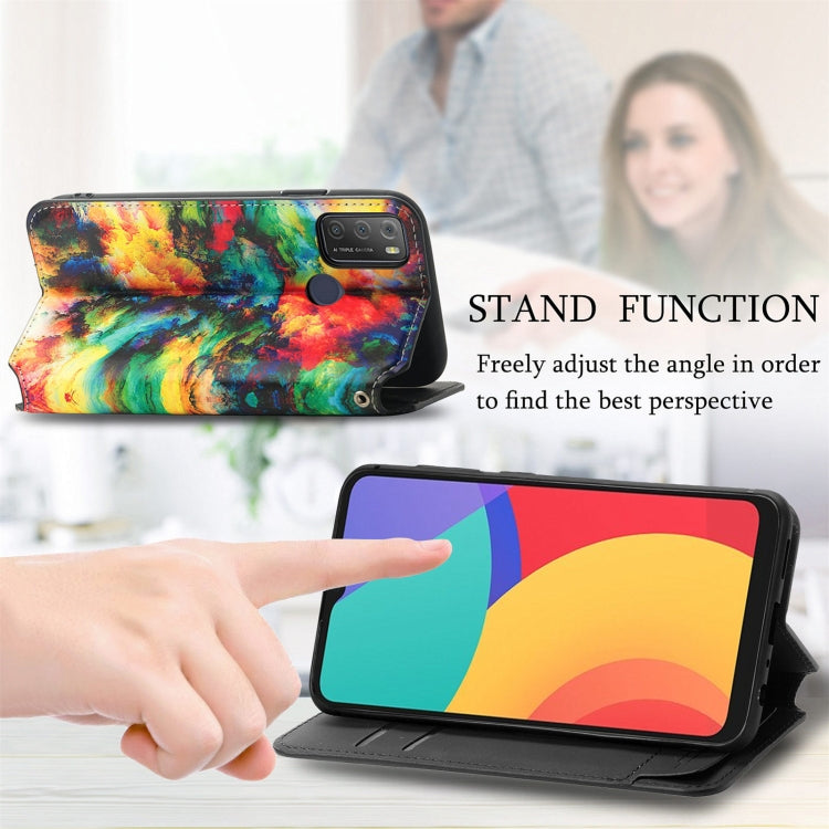 For Alcatel 1S (2021) Colorful Magnetic Horizontal Flip PU Leather Case with Holder & Card Slot & Wallet