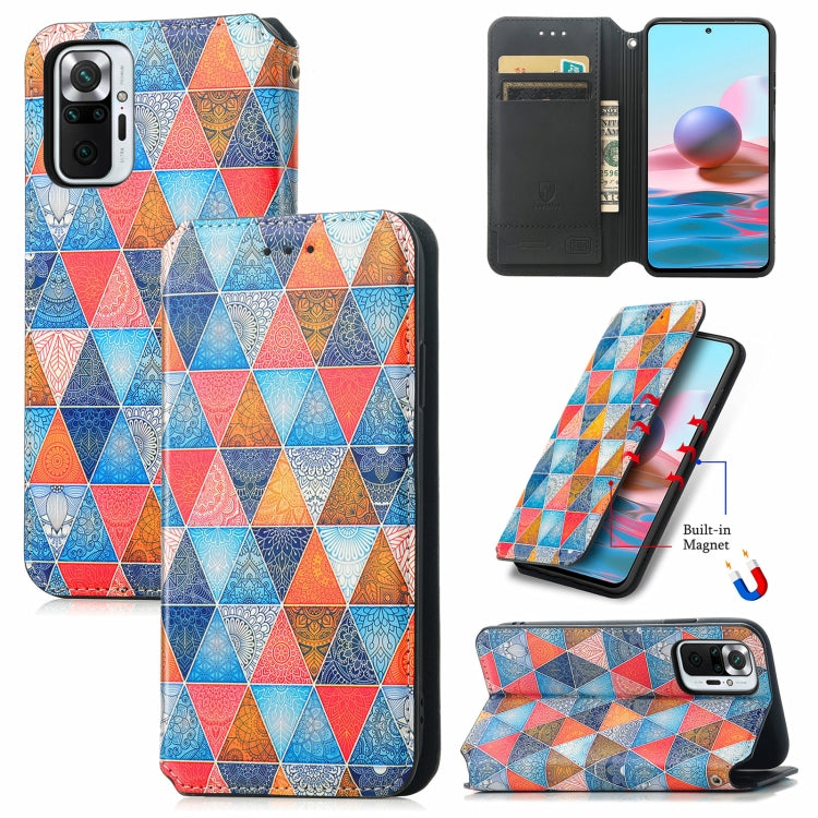 For Xiaomi Redmi Note 10 Pro Colorful Magnetic Horizontal Flip PU Leather Case with Holder & Card Slot & Wallet