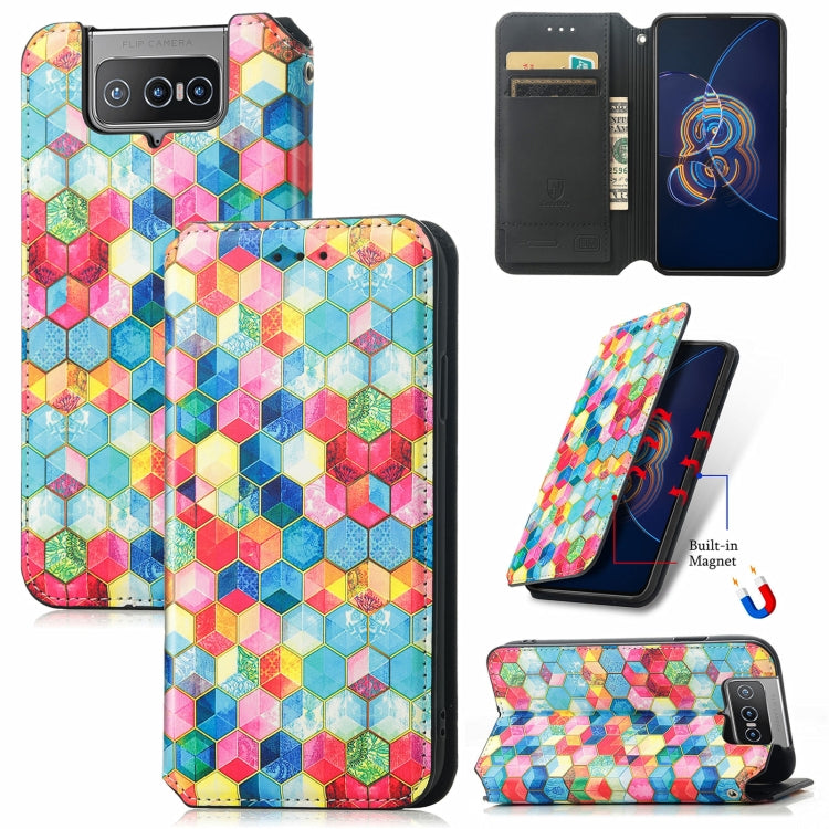 For Asus Zenfone 8 Flip Colorful Magnetic Horizontal Flip PU Leather Case with Holder & Card Slot & Wallet