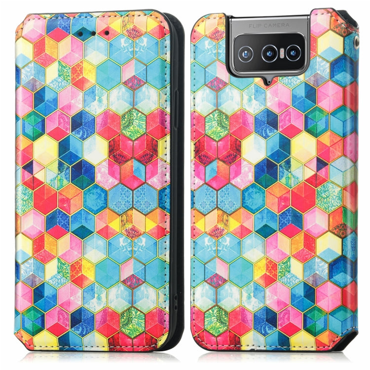 For Asus Zenfone 8 Flip Colorful Magnetic Horizontal Flip PU Leather Case with Holder & Card Slot & Wallet