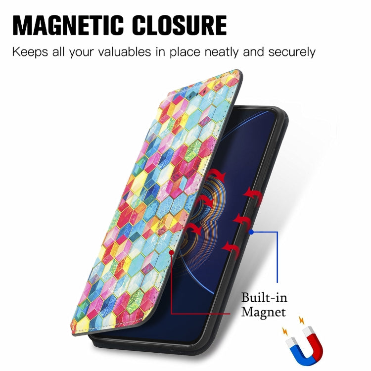 For Asus Zenfone 8 Flip Colorful Magnetic Horizontal Flip PU Leather Case with Holder & Card Slot & Wallet