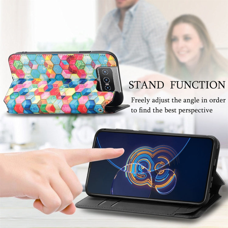 For Asus Zenfone 8 Flip Colorful Magnetic Horizontal Flip PU Leather Case with Holder & Card Slot & Wallet