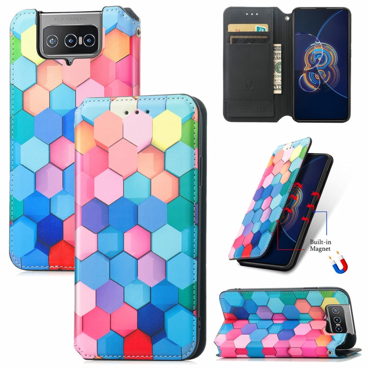 For Asus Zenfone 8 Flip Colorful Magnetic Horizontal Flip PU Leather Case with Holder & Card Slot & Wallet