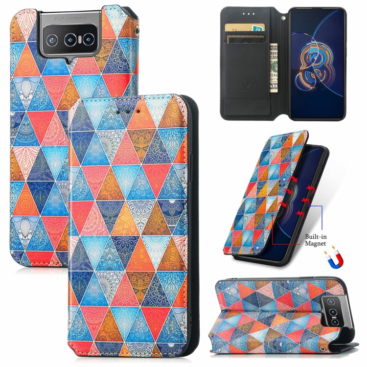 For Asus Zenfone 8 Flip Colorful Magnetic Horizontal Flip PU Leather Case with Holder & Card Slot & Wallet