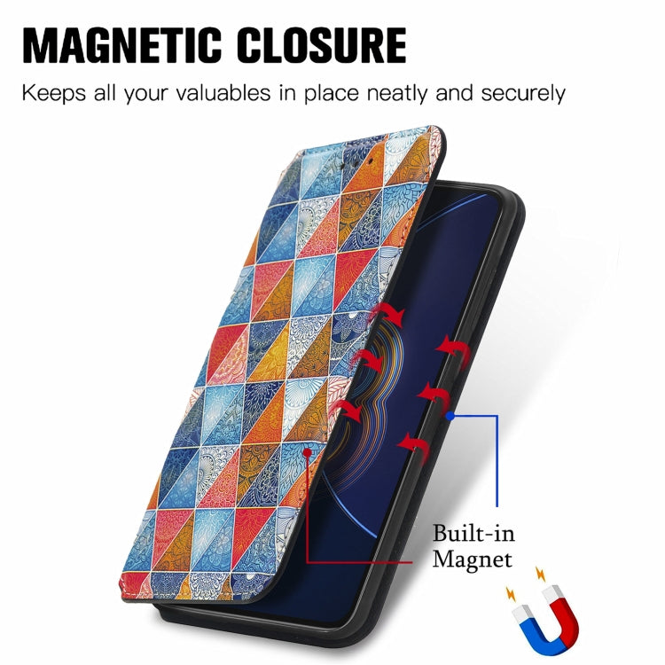 For Asus Zenfone 8 Flip Colorful Magnetic Horizontal Flip PU Leather Case with Holder & Card Slot & Wallet