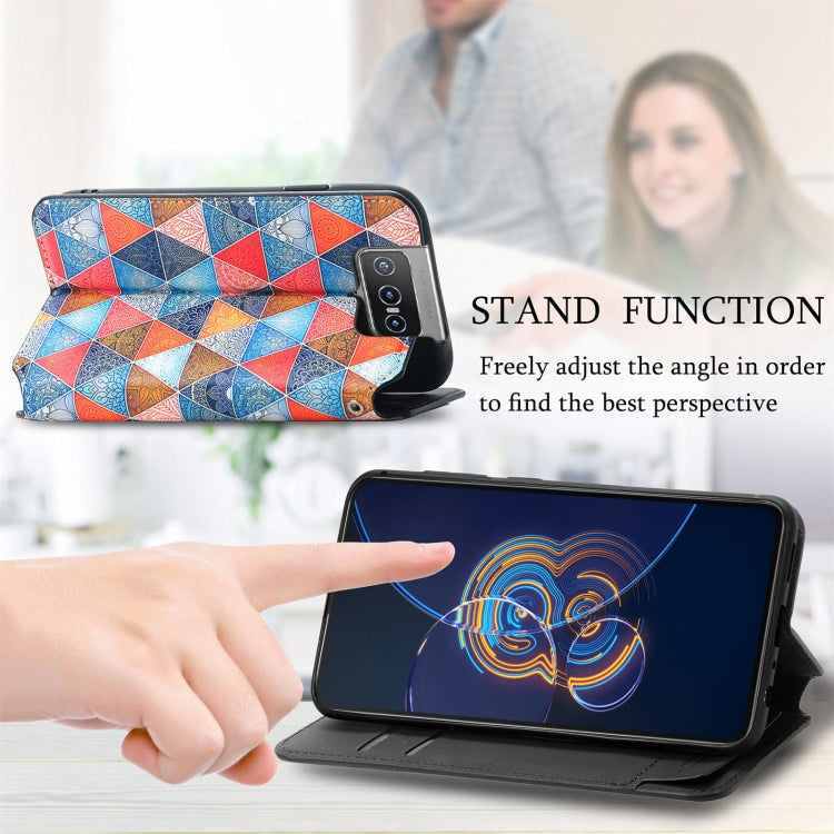For Asus Zenfone 8 Flip Colorful Magnetic Horizontal Flip PU Leather Case with Holder & Card Slot & Wallet