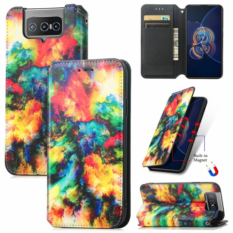 For Asus Zenfone 8 Flip Colorful Magnetic Horizontal Flip PU Leather Case with Holder & Card Slot & Wallet