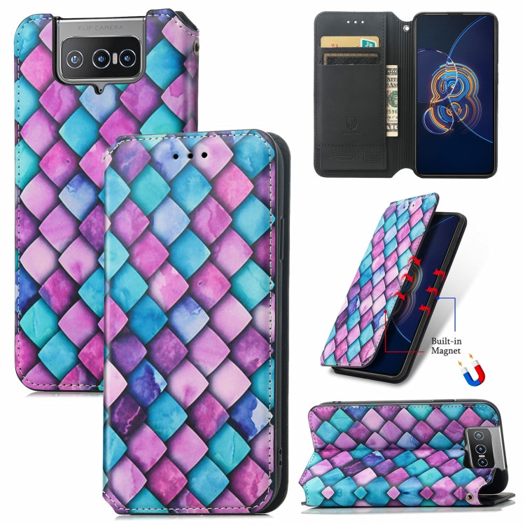 For Asus Zenfone 8 Flip Colorful Magnetic Horizontal Flip PU Leather Case with Holder & Card Slot & Wallet
