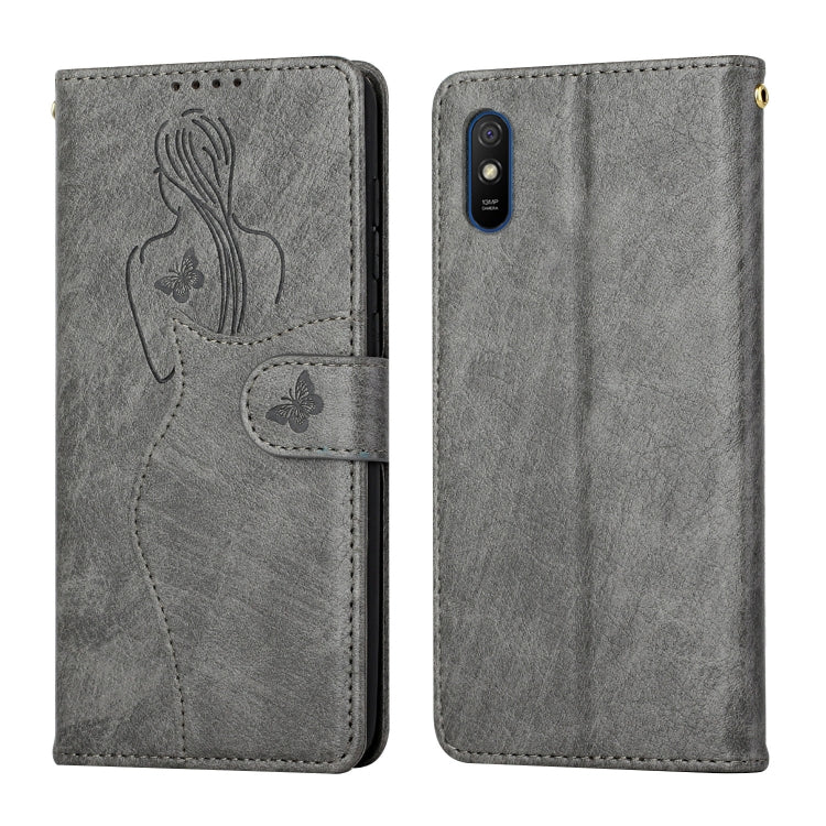 For Xiaomi Redmi 9A Beauty Girl Embossing Pattern Horizontal Flip Leather Case with Holder & Card Slot & Wallet & Photo Frame